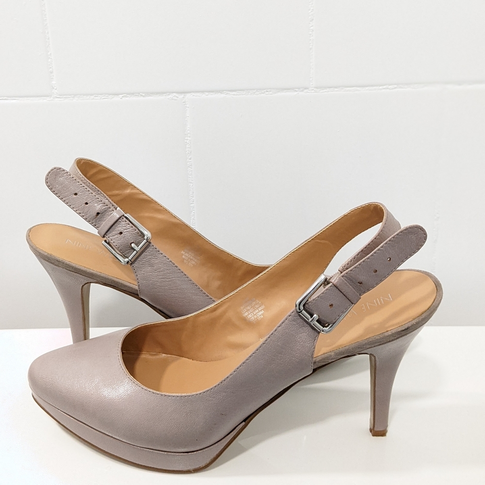 Leather sling back heels by Nine west
